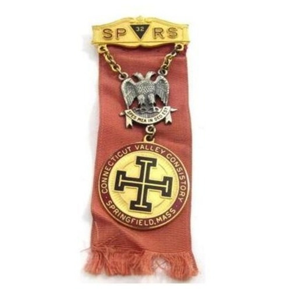 Vintage Sterling Silver‎ SP RS 32nd Scottish Rite Masonic Double Eagle Badge Pin